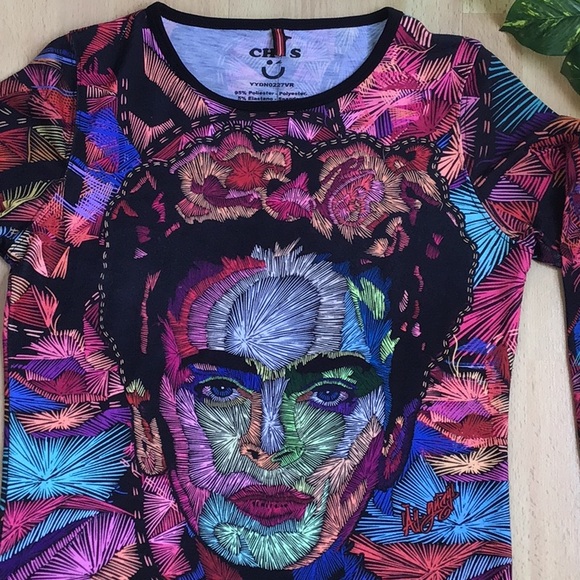RARE Frida Kahlo Pixelated Long-sleeve Tee by Ay Güey! - Picture 3 of 16